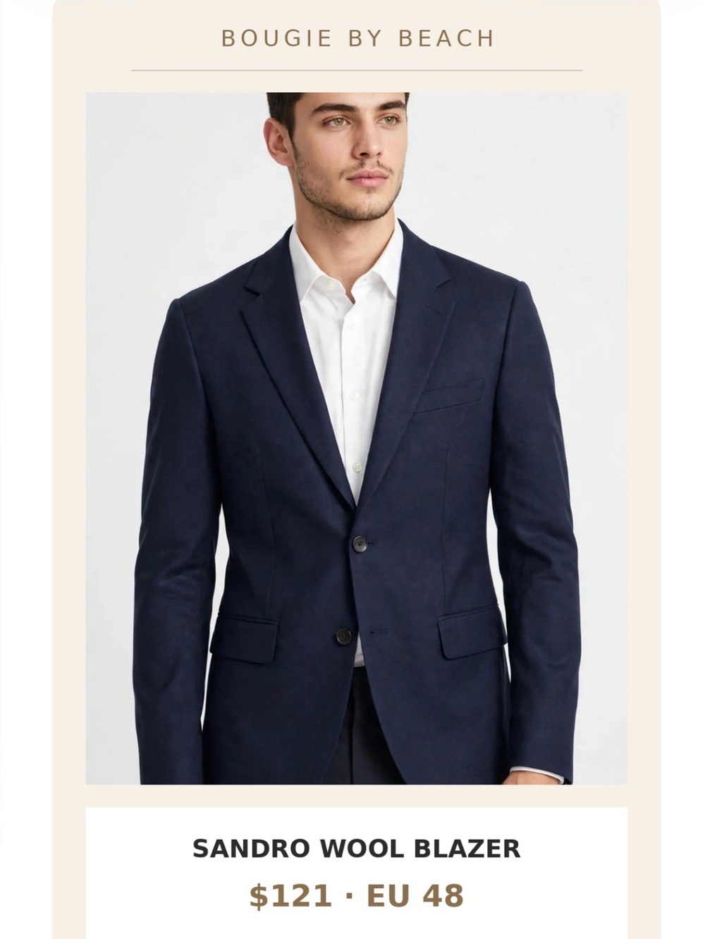 Sandro Wool Midnight Blue Blazer Size 48 Suit Jacket New $695 Luxury